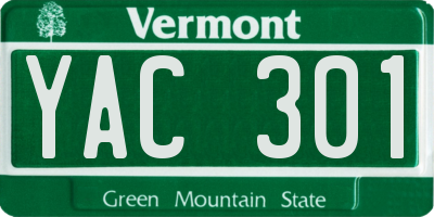 VT license plate YAC301