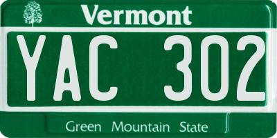 VT license plate YAC302