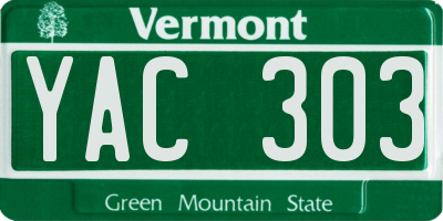 VT license plate YAC303