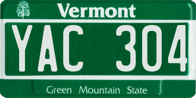VT license plate YAC304