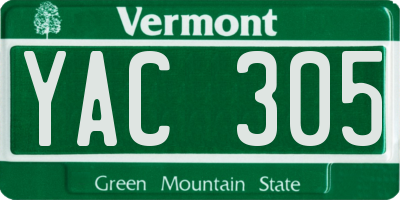 VT license plate YAC305