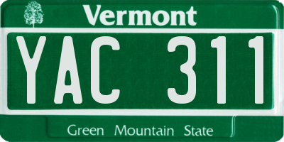VT license plate YAC311