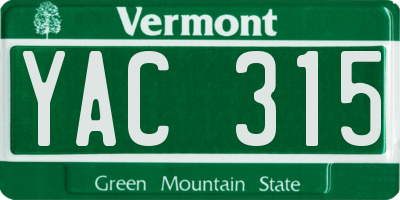 VT license plate YAC315