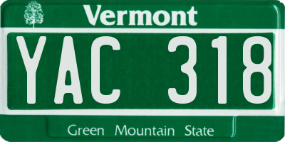 VT license plate YAC318