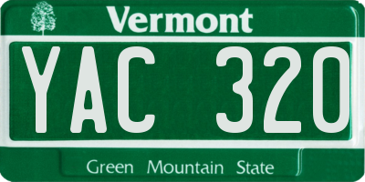 VT license plate YAC320