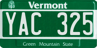 VT license plate YAC325