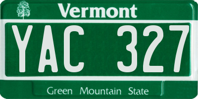 VT license plate YAC327