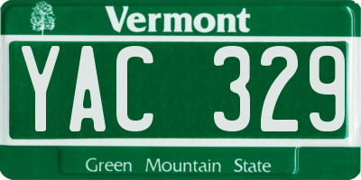 VT license plate YAC329