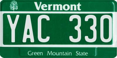 VT license plate YAC330