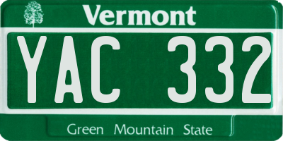 VT license plate YAC332