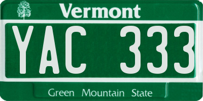VT license plate YAC333