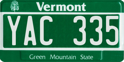 VT license plate YAC335