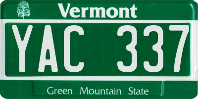 VT license plate YAC337