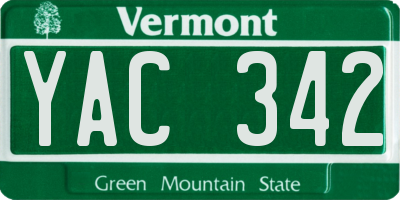 VT license plate YAC342