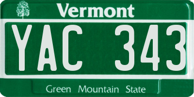 VT license plate YAC343