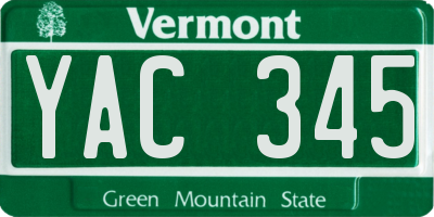 VT license plate YAC345