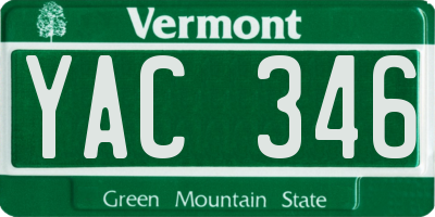 VT license plate YAC346