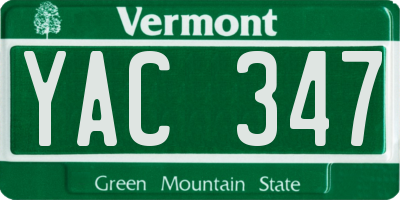 VT license plate YAC347