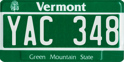 VT license plate YAC348