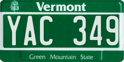 VT license plate YAC349