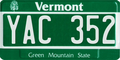 VT license plate YAC352