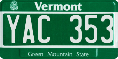 VT license plate YAC353