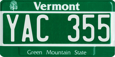 VT license plate YAC355