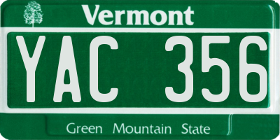 VT license plate YAC356