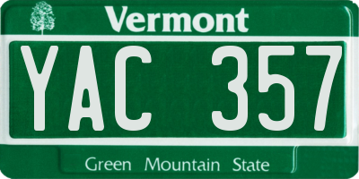 VT license plate YAC357