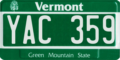 VT license plate YAC359
