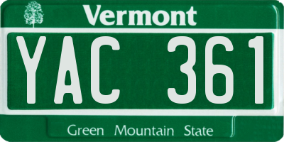 VT license plate YAC361