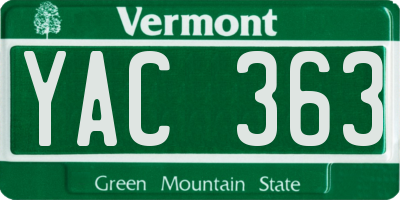 VT license plate YAC363