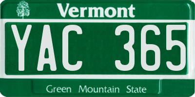 VT license plate YAC365