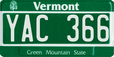 VT license plate YAC366