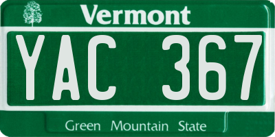 VT license plate YAC367