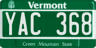 VT license plate YAC368