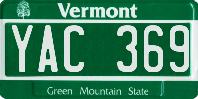 VT license plate YAC369