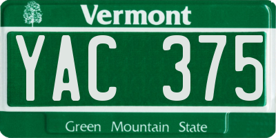 VT license plate YAC375