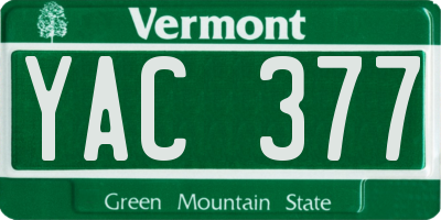 VT license plate YAC377