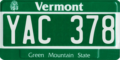 VT license plate YAC378