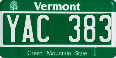 VT license plate YAC383