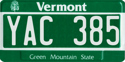 VT license plate YAC385