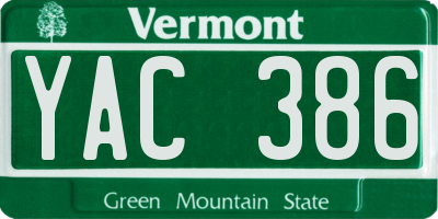 VT license plate YAC386