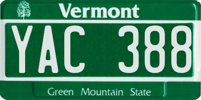 VT license plate YAC388