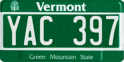 VT license plate YAC397
