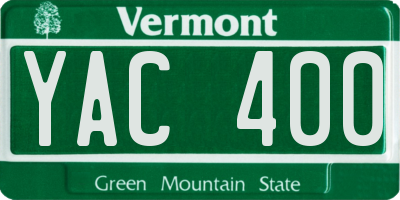 VT license plate YAC400