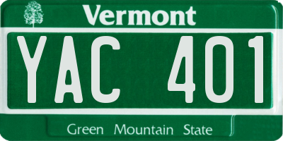 VT license plate YAC401