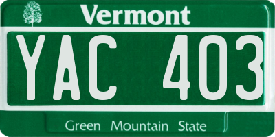 VT license plate YAC403