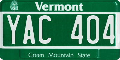 VT license plate YAC404