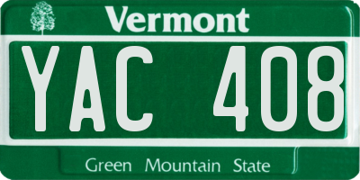 VT license plate YAC408